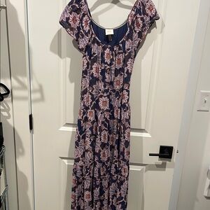 Knox Rose Blue and Pink Sundress with Flutter Sleeves